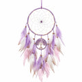 Acchiappasogni da parete 30 x 70 cm in filo e piume lilla rosa stile boho