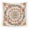 Arazzo da parete 150 cm x 150 cm in tessuto avorio con stampa floreale decorazione botanica