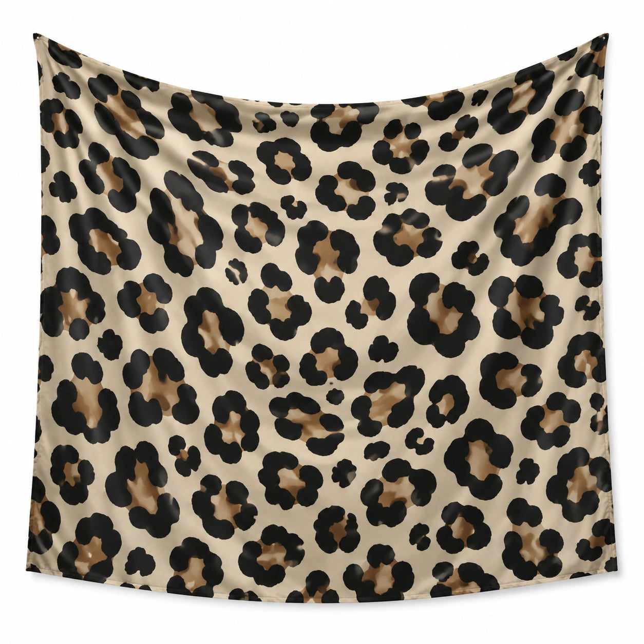 Arazzo da parete 150 x 130 cm in poliestere beige nero e marrone con stampa leopardata