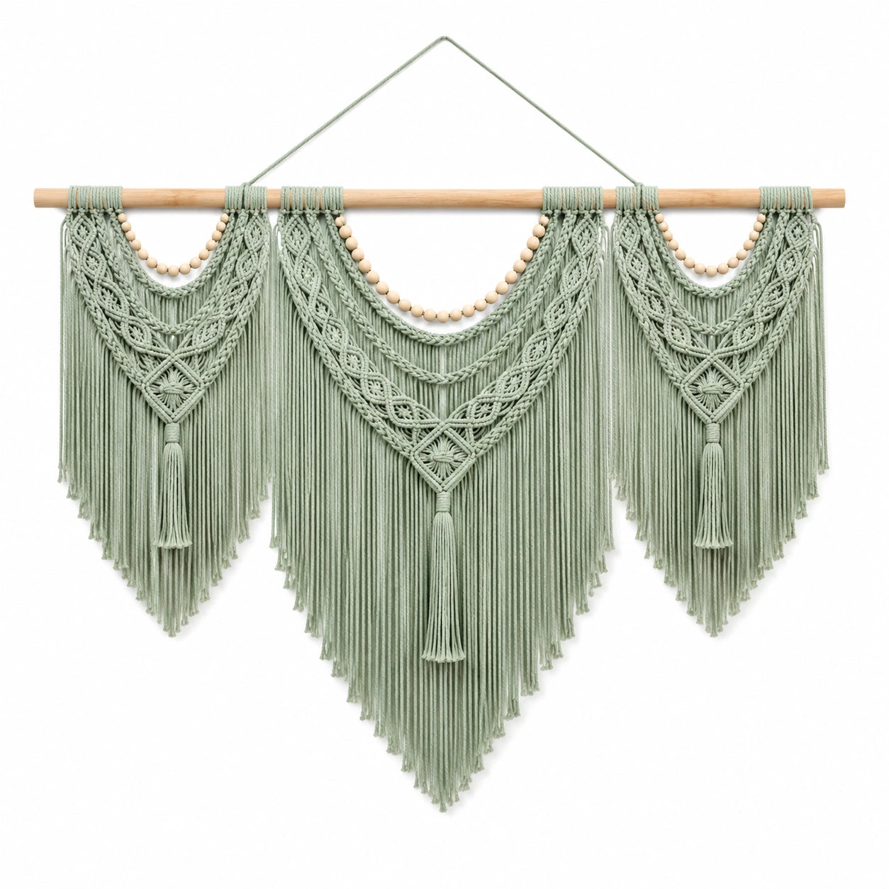 Arazzo da parete macramè 90 x 120 cm in cotone beige e marrone stile boho