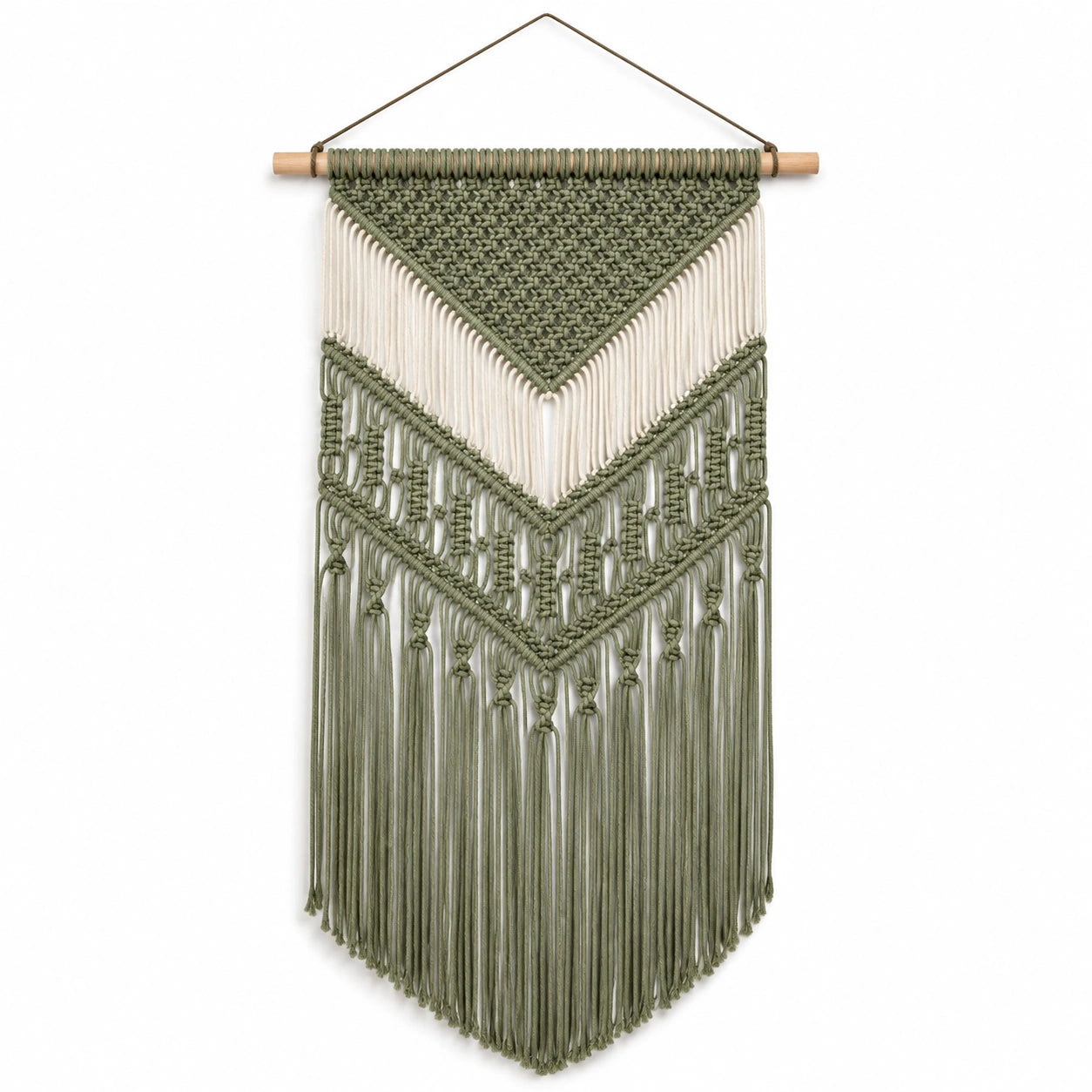 Arazzo da parete 90 x 100 cm in cotone beige con frange stile boho
