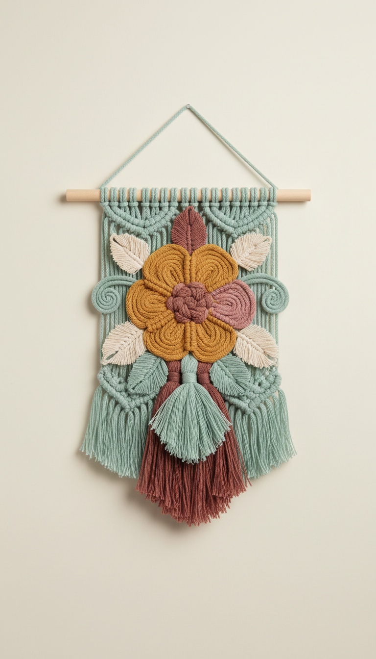 wall hanging menta salvia con motivi floreali