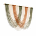 Arazzo da parete 70 x 90 cm in cotone beige verde oliva con frange stile boho