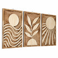 Set di 3 pannelli decorativi da parete 30 x 60 cm in legno naturale stile geometrico